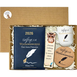 Zestaw Kalendarz 2026 Kubek Zakładka Prezent na Dzień Nauczyciela dla Wychowawcy Box podziękowanie