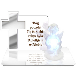 ZNICZ LED GRÓB Dziecka Córki Syna ANIOŁEK PODSTAWKA NA CMENTARZ BIAŁY ANIOŁ