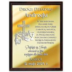 PODZIĘKOWANIE DLA CHRZESTNYCH, RODZICÓW, DZIADKÓW PIERWSZA KOMUNIA OBRAZEK PAMIĄTKA