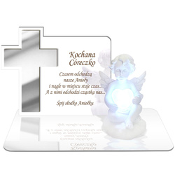 ZNICZ LED GRÓB Dziecka Córki Syna ANIOŁEK PODSTAWKA NA CMENTARZ BIAŁY ANIOŁ