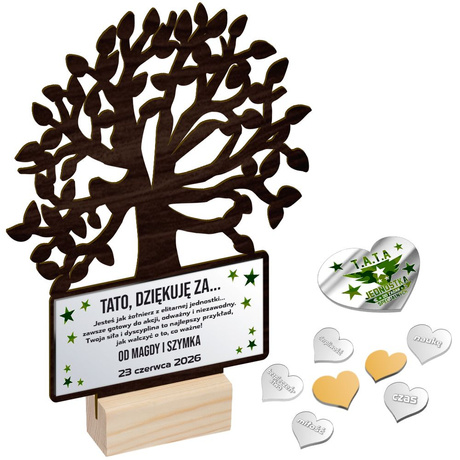 Prezent DLA TATY na Dzień Ojca na urodziny TEŚCIA Święta DRZEWKO z GRAWEREM