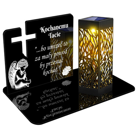 ZNICZ SOLARNY LED WIECZNY PODSTAWKA NA CMENTARZ GRÓB lampka Krzyż 3D DLA TATY