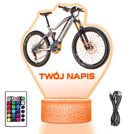 LAMPKA NOCNA LED 3D Rower Górski Dla Rowerzysty prezent dla dziecka URODZINY statuetka + pilot