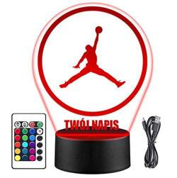 LAMPKA NOCNA LED NIKE AIR JORDAN 3D + PILOT prezent URODZINY statuetka