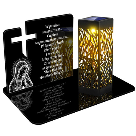 ZNICZ SOLARNY LED WIECZNY PODSTAWKA NA CMENTARZ GRÓB lampka Krzyż 3D