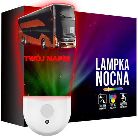 Lampka Nocna LED dla Dziecka AUTOBUS AUTOKAR DLA KIEROWCY gniazdka CZUJNIK