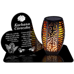 ZNICZ SOLARNY LED WIECZNY PODSTAWKA NA CMENTARZ GRÓB Serce EFEKT PŁOMIENIA