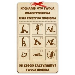 WALENTYNKI prezent dla żony męża NIEJ NIEGO TABLICZKA LISTA POZYCJE MIŁOSNE