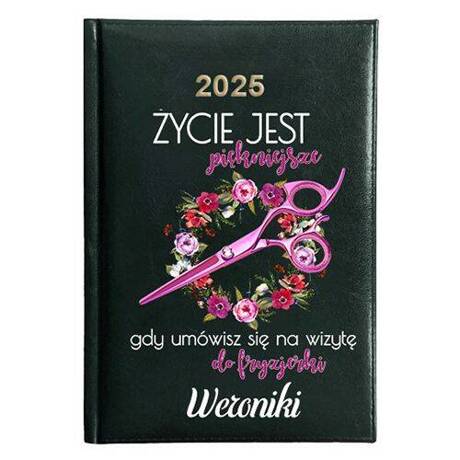 KALENDARZ KSIĄŻKOWY A5 dzienny 2025 ROK TERMINARZ NOTATNIK FRYZJER