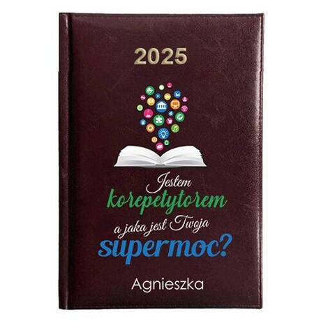 KALENDARZ KSIĄŻKOWY A5 dzienny 2025 ROK TERMINARZ NOTATNIK KOREPETYTOR