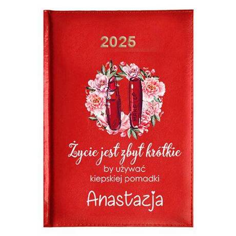 KALENDARZ KSIĄŻKOWY A5 dzienny 2025 ROK TERMINARZ NOTATNIK MAKIJAŻYSTKA