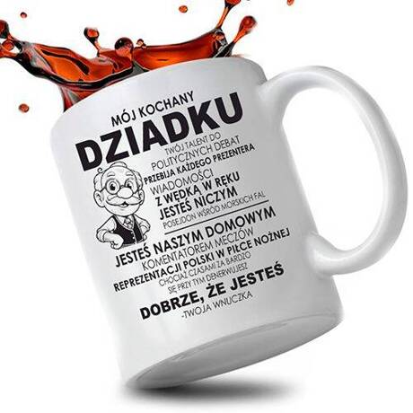 KUBEK 330ml PREZENT NA DZIEŃ DZIADKA UPOMINEK DLA DZIADKA SUPER DZIADEK