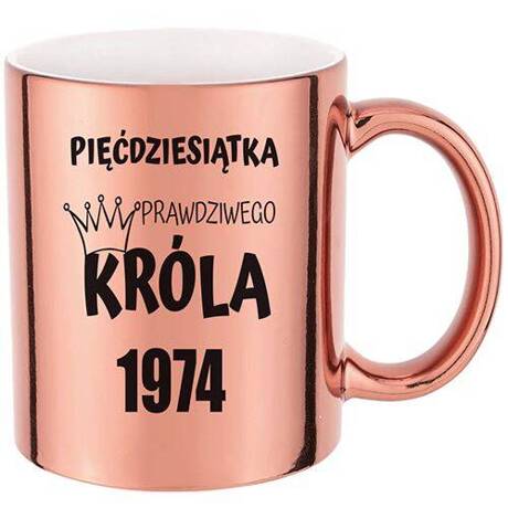 KUBEK RÓŻOWY LUSTRZANY 330 ml ELEGANCKI PREZENT URODZINY 10-99 OSIEMNASTKĘ