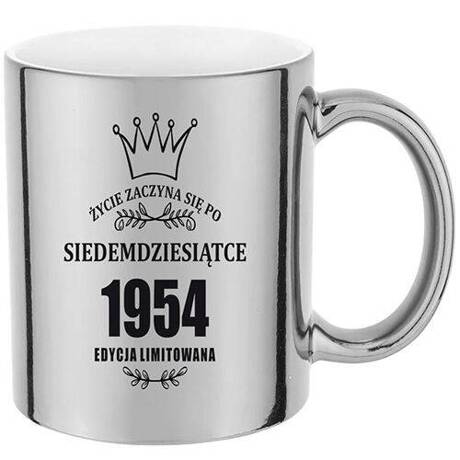 KUBEK SREBRNY LUSTRZANY 330 ml ELEGANCKI PREZENT URODZINY 10-99 OSIEMNASTKĘ