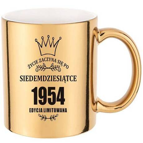 KUBEK ZŁOTY LUSTRZANY 330 ml ELEGANCKI PREZENT URODZINY 10-99 OSIEMNASTKĘ