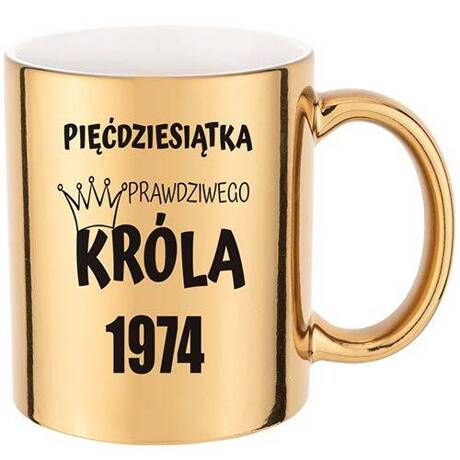 KUBEK ZŁOTY LUSTRZANY 330 ml ELEGANCKI PREZENT URODZINY 10-99 OSIEMNASTKĘ