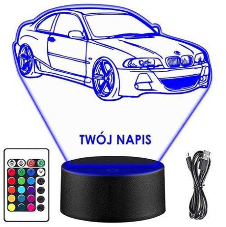 LAMPKA NOCNA BMW E46 Coupe Samochód auto 3D LED + PILOT prezent URODZINY