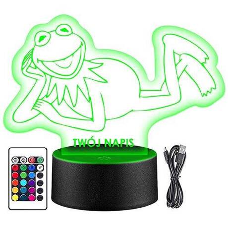 LAMPKA NOCNA KERMIT ŻABA MUPPET 3D + PILOT prezent URODZINY statuetka