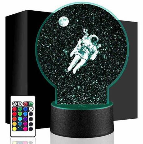 LAMPKA NOCNA LED ASTRONAUTA KOSMOS 3D + PILOT prezent URODZINY statuetka