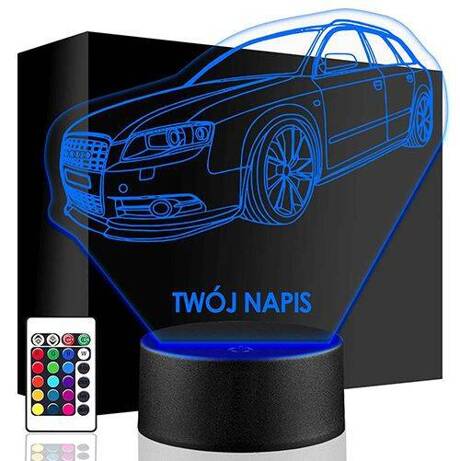 LAMPKA NOCNA LED AUDI A6 AUTO 3D + PILOT prezent URODZINY statuetka