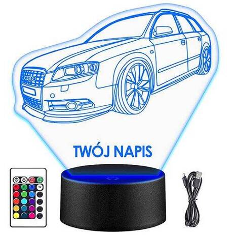 LAMPKA NOCNA LED AUDI A6 AUTO 3D + PILOT prezent URODZINY statuetka