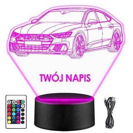 LAMPKA NOCNA LED AUDI A7 AUTO 3D + PILOT prezent URODZINY statuetka