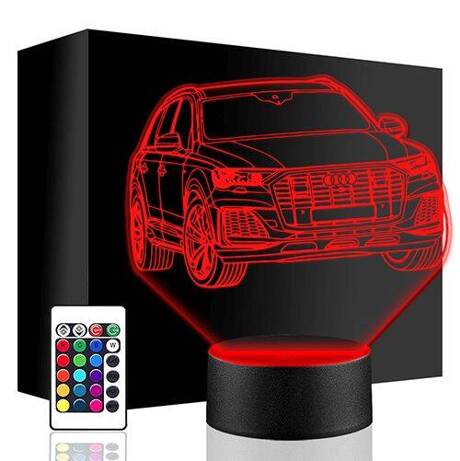 LAMPKA NOCNA LED AUDI Q7 AUTO AUTKO 3D + PILOT prezent URODZINY statuetka