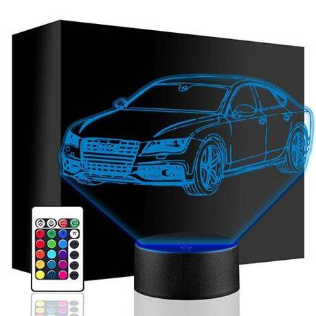 LAMPKA NOCNA LED AUDI RS7 AUTO AUTKO 3D + PILOT prezent URODZINY statuetka