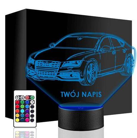 LAMPKA NOCNA LED AUDI RS7 AUTO AUTKO 3D + PILOT prezent URODZINY statuetka