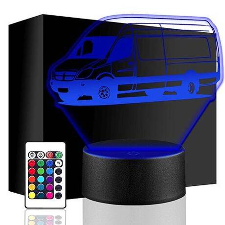 LAMPKA NOCNA LED AUTO DOSTAWCZE AUTKO 3D + PILOT prezent URODZINY statuetka