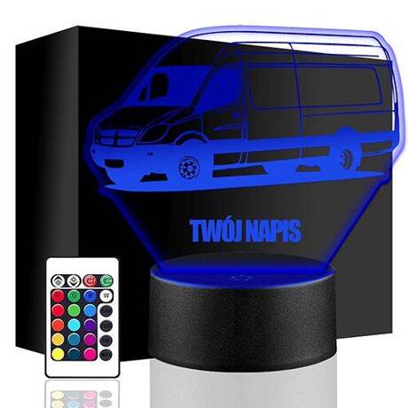 LAMPKA NOCNA LED AUTO DOSTAWCZE AUTKO 3D + PILOT prezent URODZINY statuetka