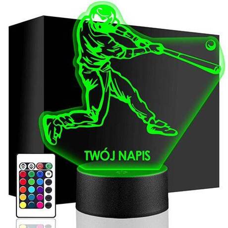 LAMPKA NOCNA LED BASEBALL PIŁKA 3D + PILOT prezent URODZINY statuetka