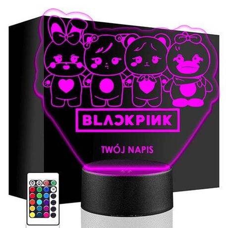 LAMPKA NOCNA LED BLACK PINK ZESPÓŁ 3D + PILOT prezent URODZINY statuetka