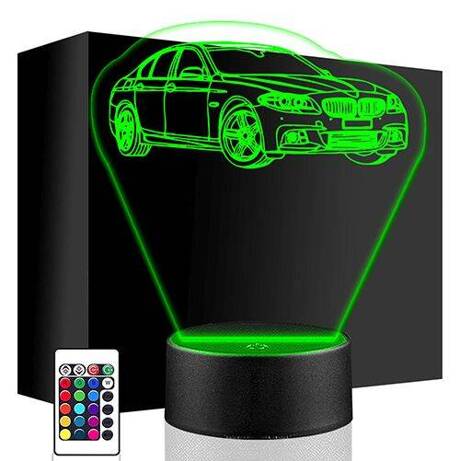 LAMPKA NOCNA LED BMW 5 AUTO AUTKO 3D + PILOT prezent URODZINY statuetka