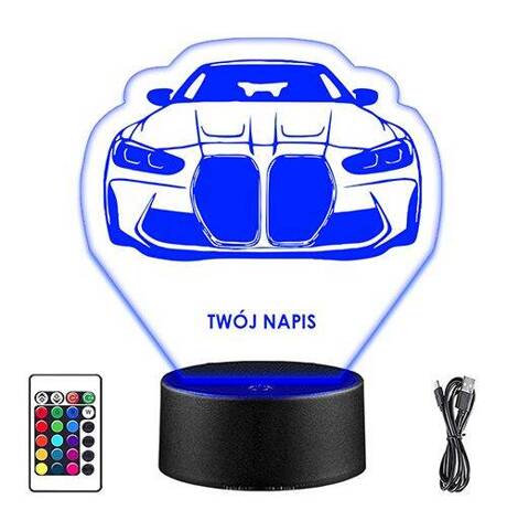 LAMPKA NOCNA LED BMW 5 AUTO AUTKO 3D + PILOT prezent URODZINY statuetka