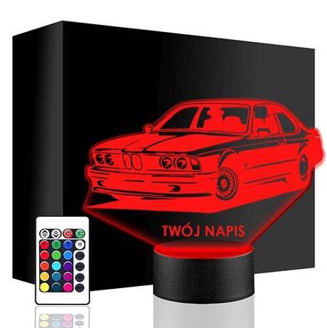 LAMPKA NOCNA LED BMW E24 AUTO AUTKO 3D + PILOT prezent URODZINY statuetka