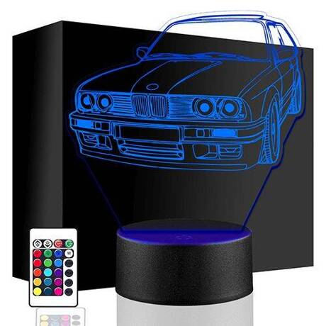 LAMPKA NOCNA LED BMW E30 M3 AUTO 3D + PILOT prezent URODZINY statuetka