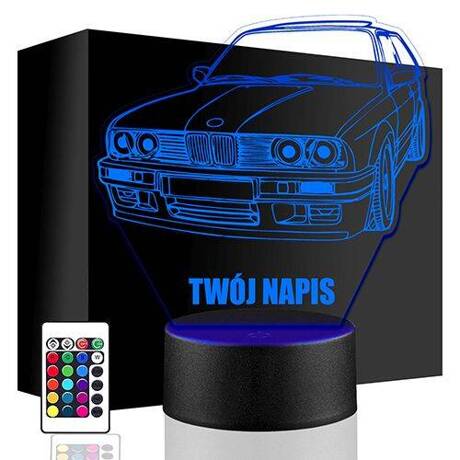 LAMPKA NOCNA LED BMW E30 M3 AUTO 3D + PILOT prezent URODZINY statuetka