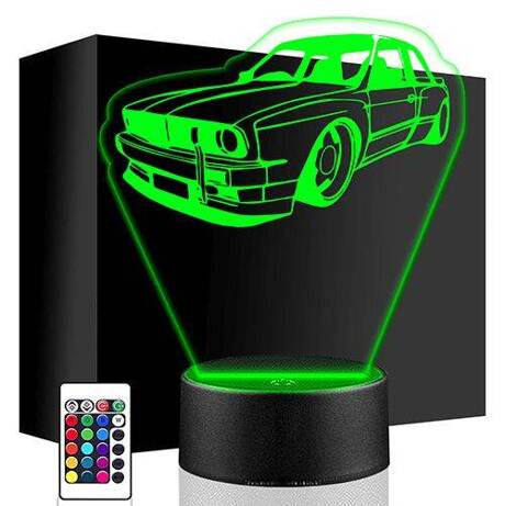 LAMPKA NOCNA LED BMW E30 M3 AUTO 3D + PILOT prezent URODZINY statuetka