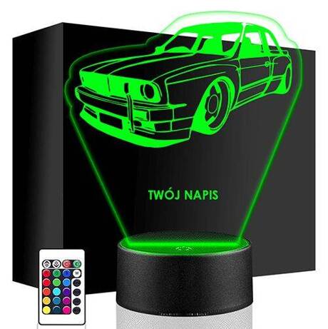 LAMPKA NOCNA LED BMW E30 M3 AUTO 3D + PILOT prezent URODZINY statuetka