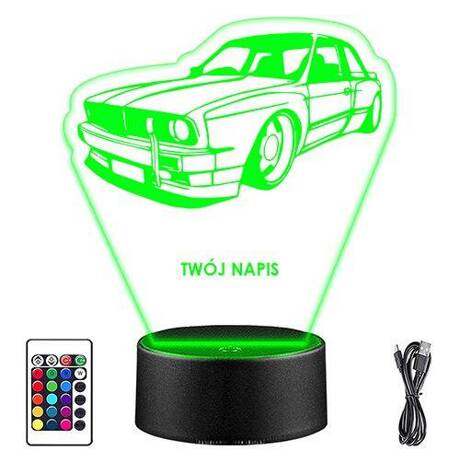 LAMPKA NOCNA LED BMW E30 M3 AUTO 3D + PILOT prezent URODZINY statuetka