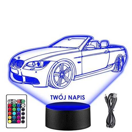 LAMPKA NOCNA LED BMW E39 AUTO AUTKO 3D + PILOT prezent URODZINY statuetka