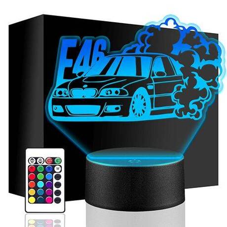 LAMPKA NOCNA LED BMW E46 AUTO AUTKO 3D + PILOT prezent URODZINY statuetka