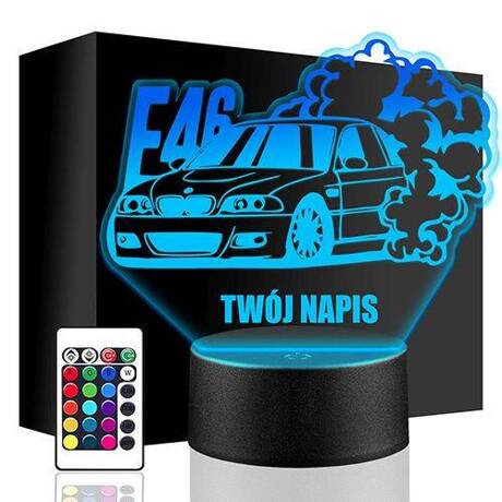 LAMPKA NOCNA LED BMW E46 AUTO AUTKO 3D + PILOT prezent URODZINY statuetka