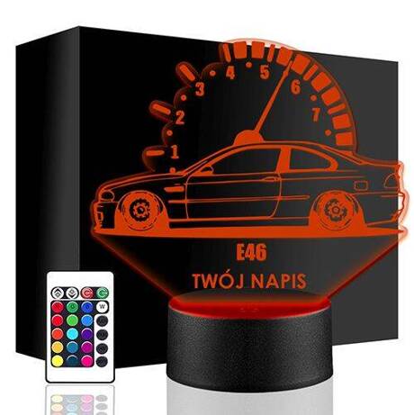 LAMPKA NOCNA LED BMW E46 AUTO AUTKO 3D + PILOT prezent URODZINY statuetka