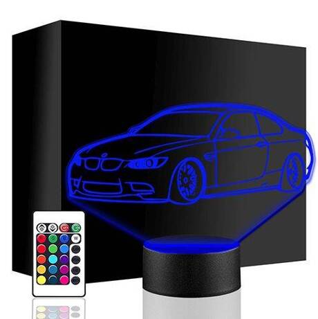 LAMPKA NOCNA LED BMW E92 AUTO AUTKO 3D + PILOT prezent URODZINY statuetka