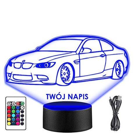 LAMPKA NOCNA LED BMW E92 AUTO AUTKO 3D + PILOT prezent URODZINY statuetka