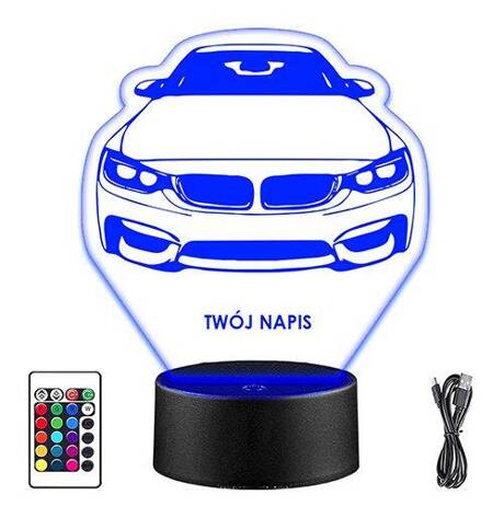 LAMPKA NOCNA LED BMW M4 F82 AUTO 3D + PILOT prezent URODZINY statuetka