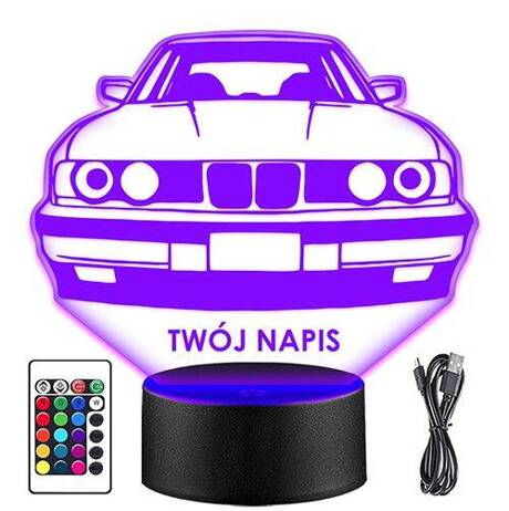 LAMPKA NOCNA LED BMW M5 AUTO AUTKO 3D + PILOT prezent URODZINY statuetka