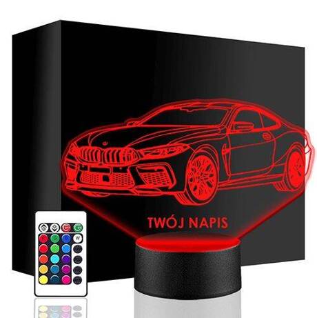 LAMPKA NOCNA LED BMW M8 AUTO AUTKO 3D + PILOT prezent URODZINY statuetka